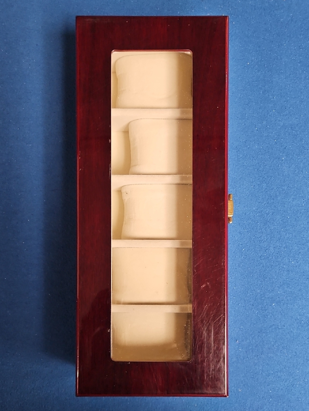 Guess Cherry Wood Watch Storage Box with Cream Interior